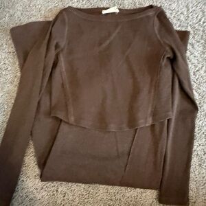 Women's Long Sleeve Brown Top